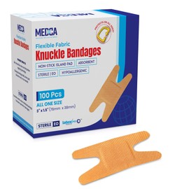Flex Fabric Knuckle Bandages - Flexible Fabric Adhesive for Finger Care & Wound Protection - 100 Count Box