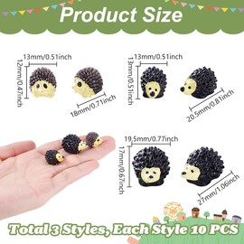 AHANDMAKER 30Pcs Miniature Figurines 3 Styles Outdoor Garden Hedgehog Figurines Resin Tiny Hedgehogs Ornaments Accessories for Home Decor Landscape DIY Craft House Terrarium Plant Decor