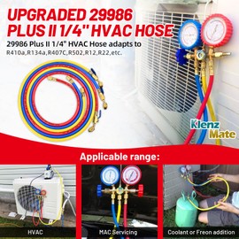 2025 Upgrade 29986 Plus II 1/4” HVAC Hose with Compact Ball Valve. Refrigerant Hose with Standard 1/4“ Flare Fittings, 800 PSI Working Pressure for Common Refrigerants. 72”, Yellow/Red/Blue (3-Pack)