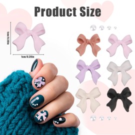 3D Bow Nail Charms, 6 Colors Tiny Bow Charm with Pearl Stone Nail Design Colorful Nail Decorations for Jewelry Clothes Shoes DIY Craft