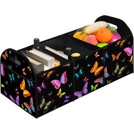 FREZORA Butterfly Printed Pattern 50L Waterproof Polyester Trunk Organizer Car Storage MultiCompartment Large Capacity Poket