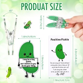 Watersay 40 Pcs Employee Appreciation Gifts Bulk, Included Positve Acrylic Paper Snack Clips and Funny Thank You Cards for Men Women Employee Coworker Staff Office Kitchen Supplies (Pickle)