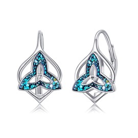 Turquoise Celtic Knot Earrings 925 Sterling Silver Knot Leverback Earrings Mother's Day Jewellery for Women Mothers, Sterling Silver, No Gemstone