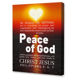 LISTNGBO Philippians 4:6-7 Wall Art Canvas,Bible Verse Christian Canvas Painting Wall Decor for Christian Home Office Bedroom