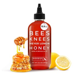 Bushwick Kitchen Bees Knees Meyer Lemon Honey, 12.5 oz, Pure Honey with Citrus, Gluten Free, Paleo Friendly Wildflower Natural Honey for Tea, Cooking, Food Gifts, Unique Gifts