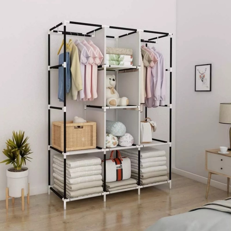 Yuqing Closet Armable Ropero Rack Guardaropa Recamara Organizacion Color Gris