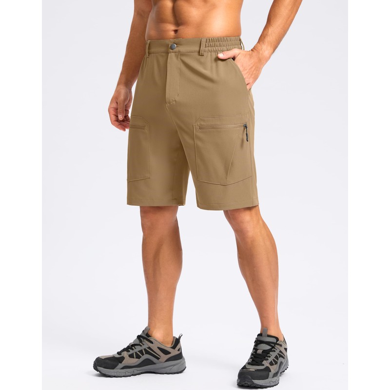 Pudolla Men's Hiking Cargo Shorts 9" Lightweight Stretch Travel Work