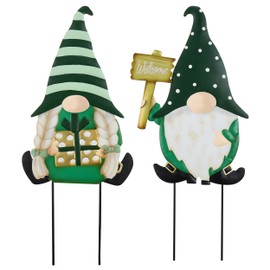 TERESA'S COLLECTIONS St. Patrick's Day Decorations Outdoor for Home, 2Pcs Metal Gnome Decor Garden Stakes, Saint Patricks Yard Art Welcome Signs Gifts, Luck of The Irish Decor Yard Lawn Porch, 25"