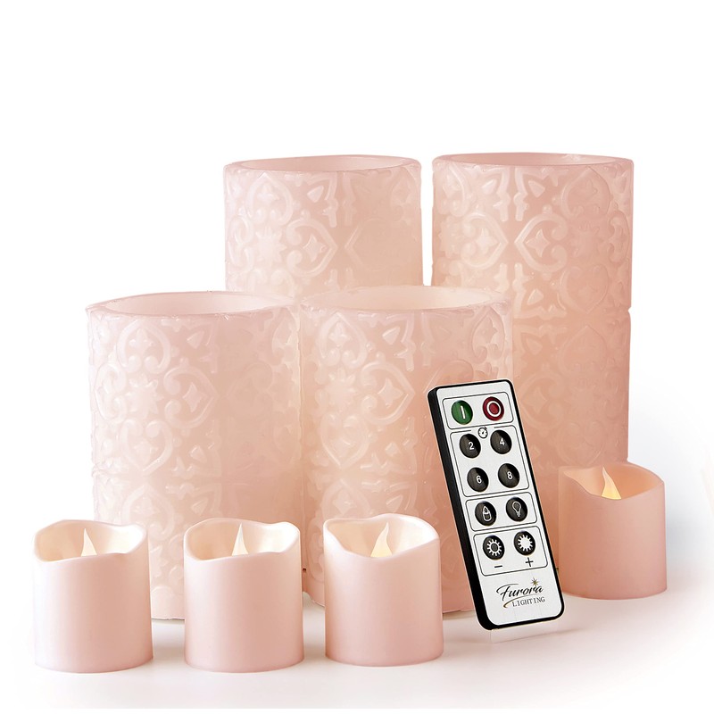 FURORA LIGHTING Pink Rome Real Wax LED Candles with Remote