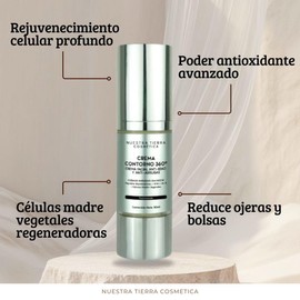 Nuestra Tierra Cosmetica Crema Contorno 360° Anti-Edad y Anti-Arrugas, Crema Facial con Péptidos Biomiméticos, para Ojos y Labios, 30mL