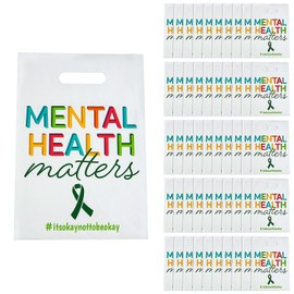 8 1/2" x 12" Bulk 50 Pieces Mental Health Matters Plastic Goody Bags