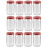 Nakpunar 12 pcs 12 oz Mason Jars with Red Lids