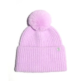 WKF Wool Blend Womens Winter Knitted Beanie Hat with Faux Fur Pom, Warm Knit Skull Cap Beanie for Women Black