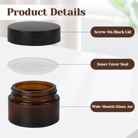 6 Stück Braunglas Salbentiegel, 30ml Cremedosen zum Befüllen, Creme Behälter, Braunglas Cremetiegel, Reise Glas Leerdose, zum befüllen von Kosmetika, Lotionen, Cremes