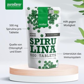 Organic Spirulina High Dose 500 mg Spirulina Algae Daily 500 Tablets Natural Saturation Detoxification Vegan Organic Protein Antioxidant Increases Energy, Reduces Fatigue