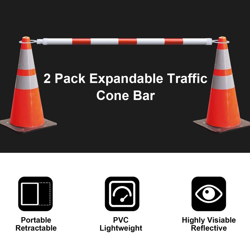 AIWFL 2 Pack Retractable Traffic Cone Bar from 3.8ft to