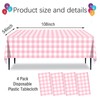 CXSAZRY 4 Packs Pink Gingham Tablecloth Pink and White Checkered