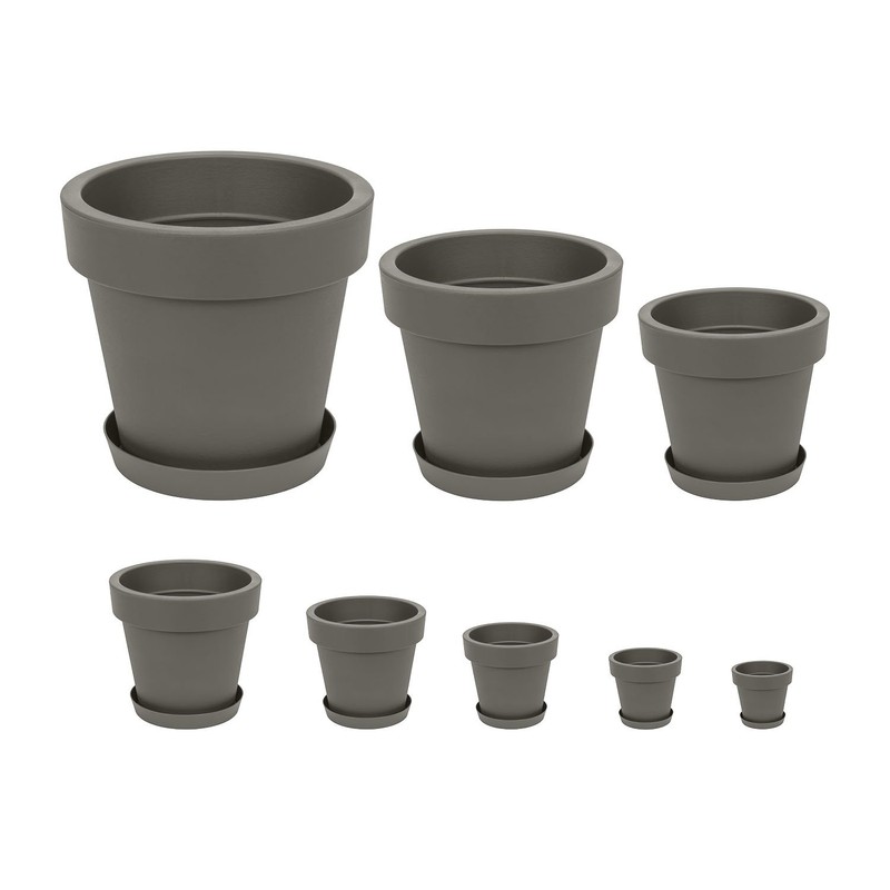 Prosperplast Blumentopf Übertopf inkl. Untersetzer 13.5 x 12 cm grau