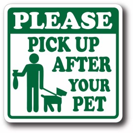 World Graphix 3.5" X 3.5" PLEASE PICK UP DOG POOP STICKER OUTDOOR WEATHERPROOF