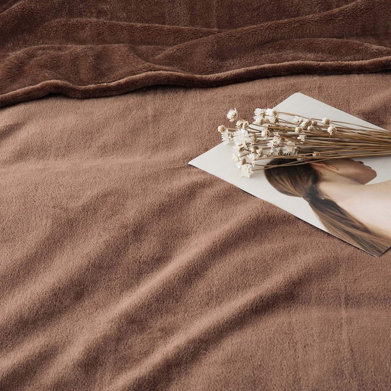 MOONLIGHT20015 Fleece Blanket Throws for Sofas - 400 GSM Brown