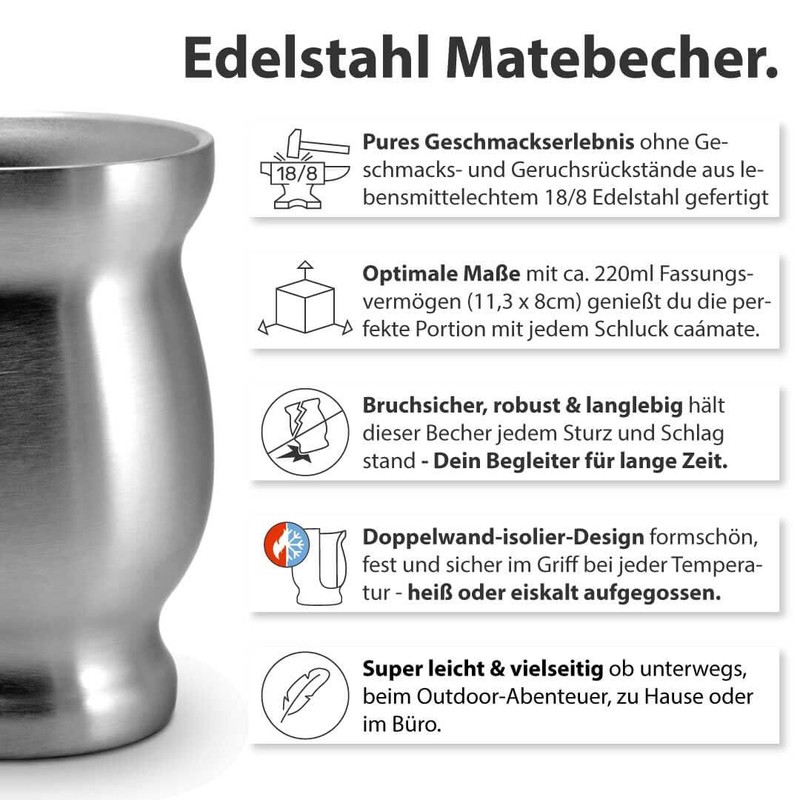 Mate Tea Set Organic ● 3 Mates + Double-Walled Stainless
