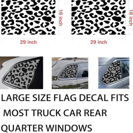 Rear Window Leopard Cheetah Decals for Car SUV Trucks, Universal Back Side Window Leopard Cheetah Vinyl Sticker, Comes with Installation Tools, Matte Black(29" x 16")2PCS