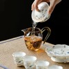 SILINE Fine Ceramic Tea Set,Chinese Suet Jade White Porcelain Gaiwan
