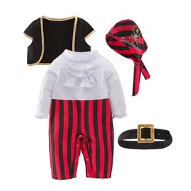 LXKIKMM May's Baby Boys Captain Infant Costumes Cap Stinker Pirate Costume 4pcs Set 3-4 Years