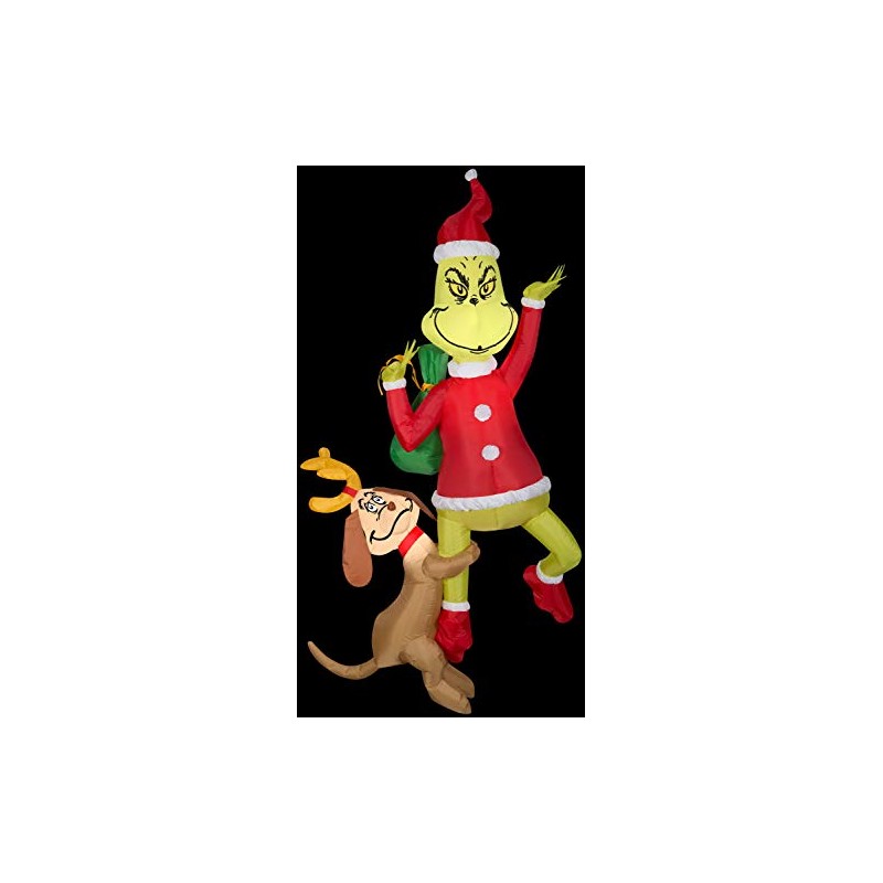 Gemmy 6ft Airblown Inflatable Hanging Grinch w/Max-Grinch