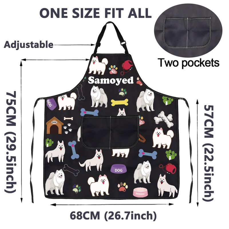 ENSIANTH Samoyed Aprons Samoyed Lover Gifts Samoyed Kitchen Aprons With