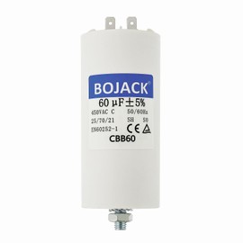BOJACK CBB60 Motor Capacitor 60uF 450V Starting Capacitor 55 x 120 mm Capacitor 60 µF 450 Volt M8 Plug, Suitable for Electric Motors and Swimming Pool Pumps, 50/60Hz