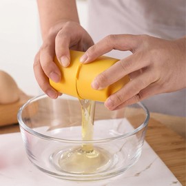 BAISEBAOFU Egg Peeler Easy Shell Egg Opener Egg Cracker Tool Handheld Egg Separator Tool No Mess No Shell Pieces for Baking Scrambled Eggs and Omelets Orange