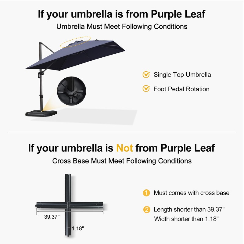 PURPLE LEAF Patio Umbrella Base SBL4090 Water &Sand Filled Weighted