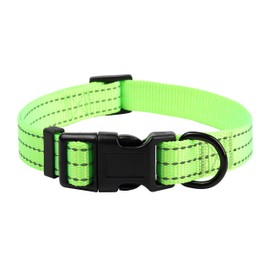 Mile High Life Dog Collar | Nylon Reflective Dog Collars | Light Weight Puppy Collars | Lime Green Dog Collars for Medium Dogs (Solid Lime Green, Medium)