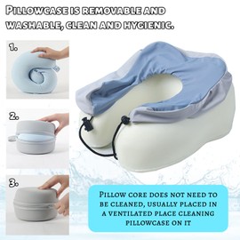 Travel Neck Pillow, Adjustable Buckle, Compact and Easy to Store, Double-Sided Pillow, U-shaped Travel Pillow, Easy to Carry, Suitable for Travel by Plane, Camping etc. (Dark Green)