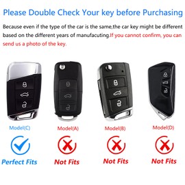 Ocezbiis For Volkswagen Key Fob Cover with Keychain,Zinc Alloy Protection Car Key Case Accessories for Jetta Atlas Golf Alltrack GTI Passat Tiguan Silicone Smart Keyless Keyshell(For VW Model C Grey)