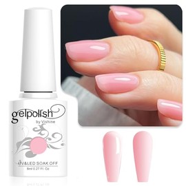 Vishine Milky Pink Gel Nail Polish - Nude Jelly Translucent Natural Soak Off UV for French Manicure at Home - 8 ml Colour E021