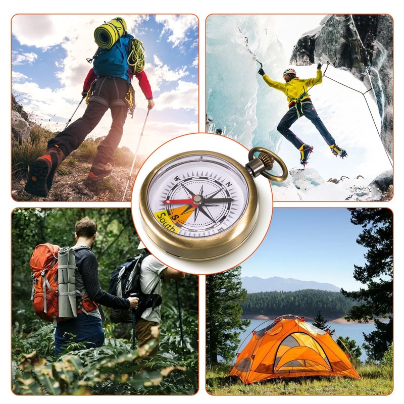Portable Brass Pocket Compass Waterproof Outdoor Camping Hiking