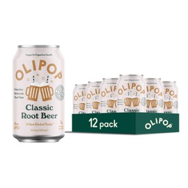 OLIPOP Prebiotic Soda Pop, Classic Root Beer, A New Kind of Soda Packed with Prebiotics, Fiber, and Botanicals, Gluten Free, Vegan, GMO Free, 12oz (12-Cans)