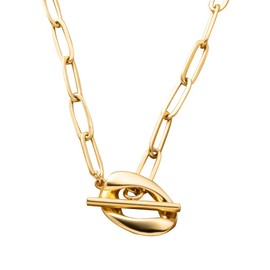 Cream Dot Necklace, Women's, Popular, Hypoallergenic, Stainless Steel, Surgical Stainless Steel, Short, Oval Chain, Mantel, Deformable