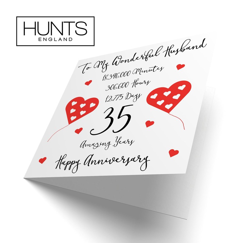 Hunts England - Romantic Husband 35th Wedding Anniversary Card -