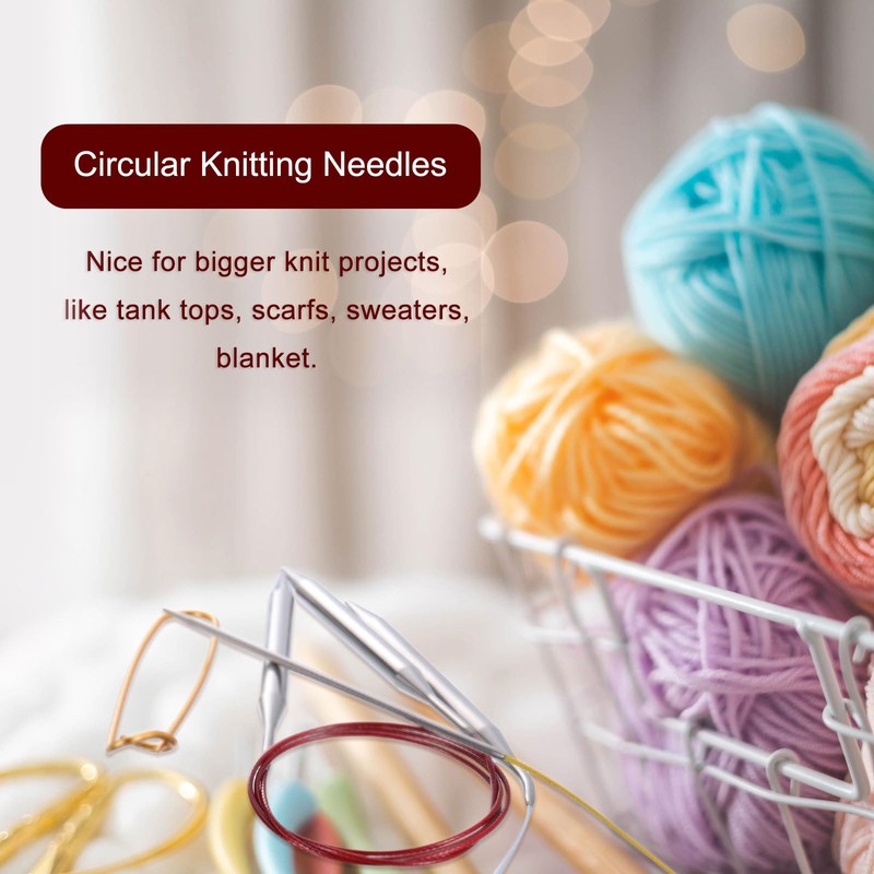 HARFINGTON Circular Knitting Needles 39.37" Stainless Steel US 4/3.5mm Knitting