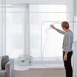 6 Sizes Balcony Windproof Vinyl Cover with Zipper - Draft Blocker, Cold Insulation, Thermal Protection Semi-transparent Balcony Windproof Vinyl Curtain (Large)