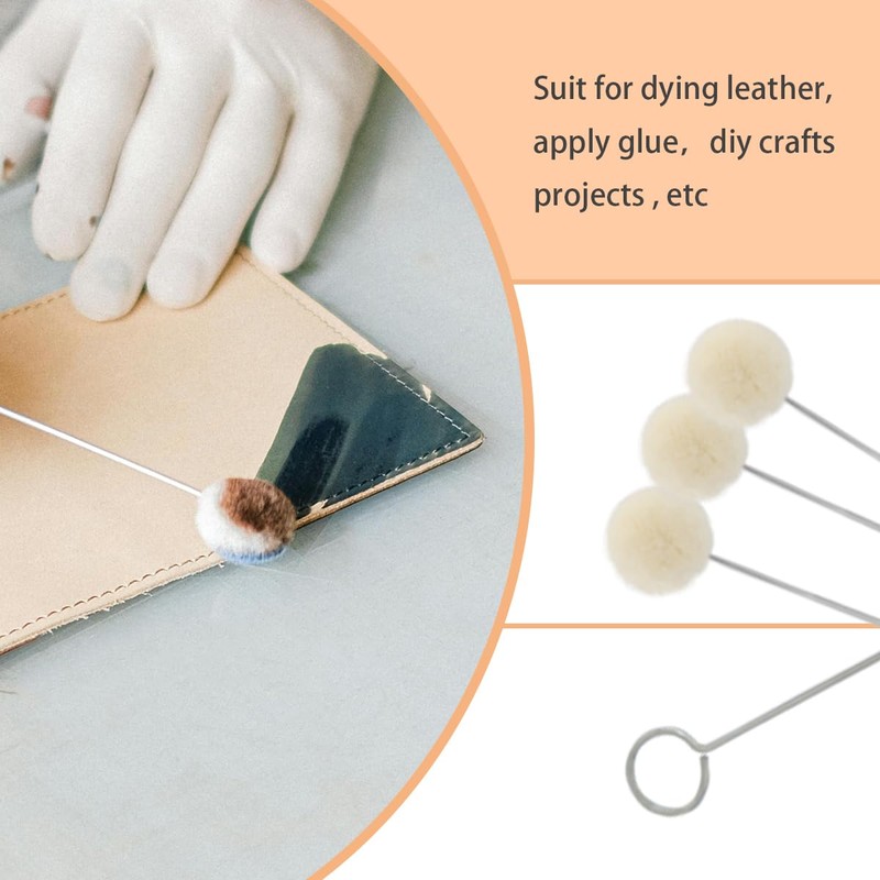 10 Pieces Wool Daubers Ball Brush Leather Dye Tool with