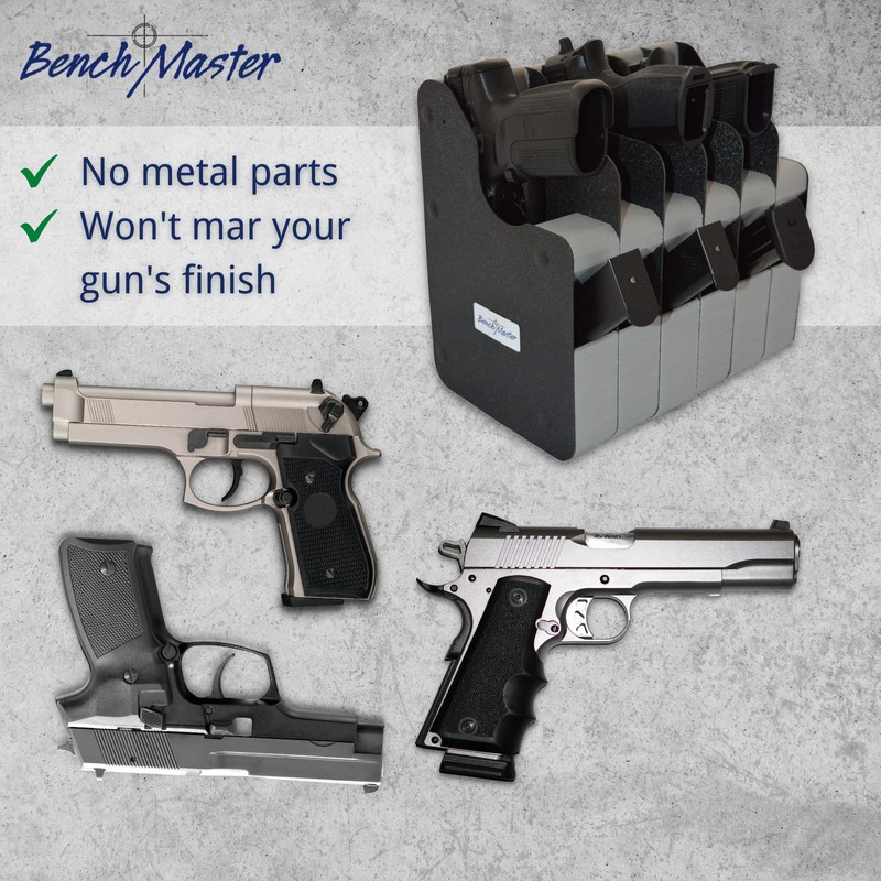 BenchMaster Vertical Pistol Rack, Handgun Safe Storage, Holds 2 to