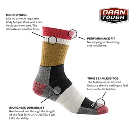 Darn Tough Men's Heady Stripe Micro Crew Lightweight with Cushion Hiking Sock (Style 1924) - Fatigue, Large
