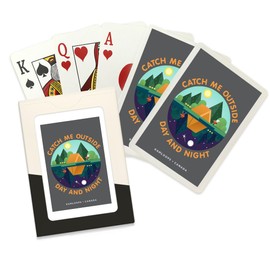 Lantern Press Kamloops, British Columbia, Canada, Catch Me Outside, Camping Scene (52 Playing Cards, Poker Size Card Deck with Jokers)