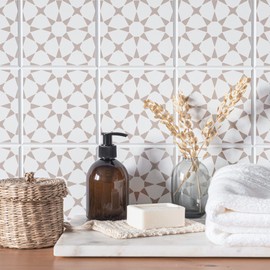 NAKLEO Frontera Tile Reusable Plastic Stencil - 10 x 10 cm - Alicante Dandelion Flower - Moroccan Geometric - Paving Stone Concrete Floor Wall Painting Template Wood