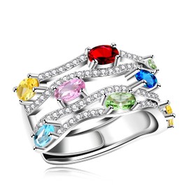 Uloveido Cubic Zirconia CZ Crystal Flower Ring for Women, Party Cocktail Floral Jewelry, Platinum Plated, Open Size, Adjustable, Metal crystal, Cubic Zirconia