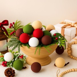 HyDren 20 Pcs Matte Christmas Ball Ornaments 2.4 Inch Rustic Neutral Christmas Ball Decoration Set Plastic Boho Xmas Tree Ornament (Retro Color)